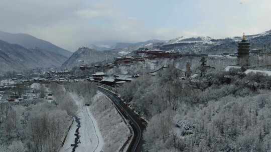 五台山航拍雪景