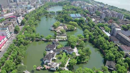 湖南湘潭市雨湖区雨湖公园4k航拍