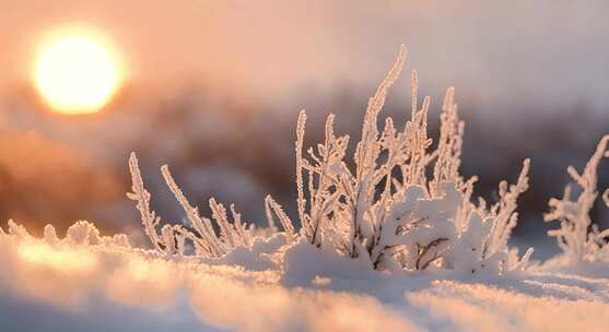 冬季唯美雾凇雪景雪地