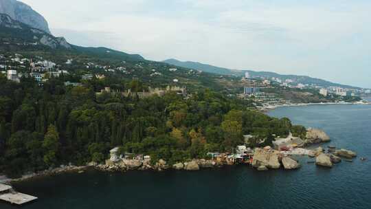 海岸，建筑物，村庄，海洋