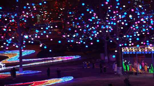 威海市人民广场2024年春节花灯视频素材模板下载