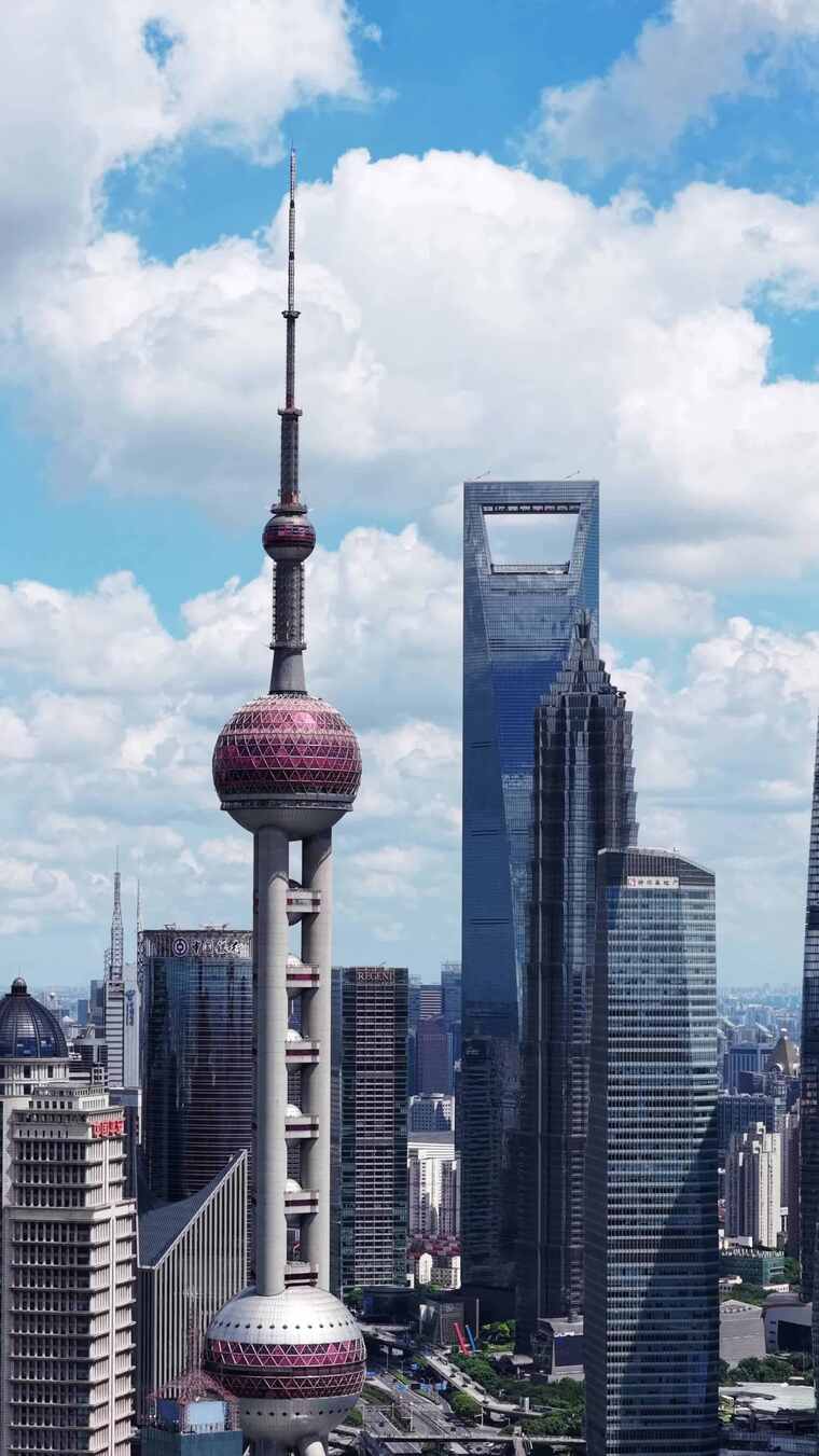 合集-上海外滩航拍竖屏