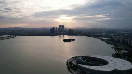 航拍江苏苏州城市建设苏州风光