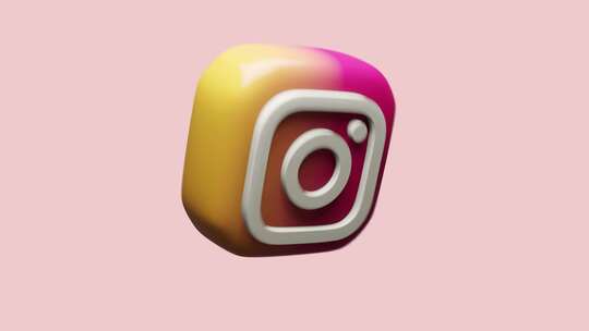 粉色背景3d上instagram图标的动