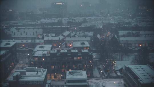 城市景观，雪，视图， Pov