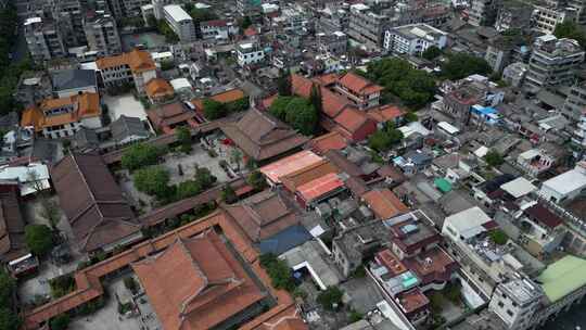 航拍潮汕潮州古城宗教佛教寺庙开元寺古建筑