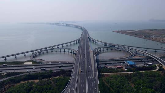 4k 航拍青岛胶州湾跨海大桥高速公路