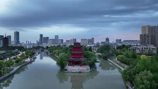 江苏省淮安市里运河文化长廊夜景清江浦楼