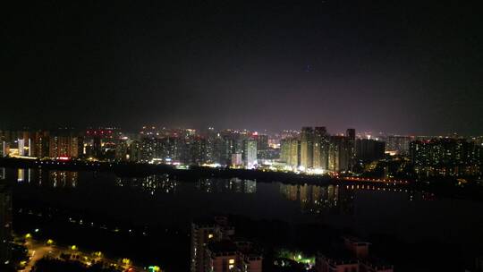 洛阳航拍，洛阳河景，洛阳夜景，河边城市