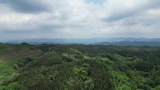 航拍丘陵大山森林