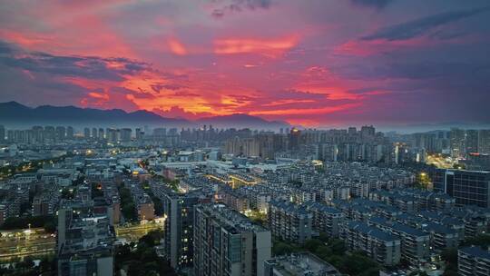 福州城市夜景晚霞航拍视频素材模板下载