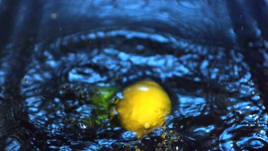 柠檬和酸橙掉进水里视频素材模板下载