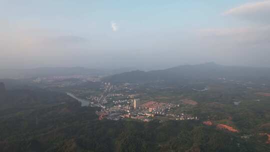 广东韶关丹霞山5A景区晚霞日落夕阳航拍