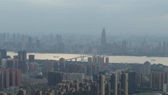 武汉市红庙立交桥航拍长江二桥高楼大厦视频素材模板下载