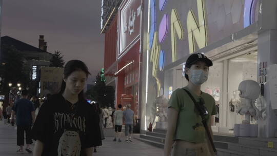 【4k】夜景街头行人视频素材模板下载
