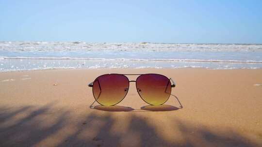 海岸沙滩与太阳眼镜 合集视频素材模板下载