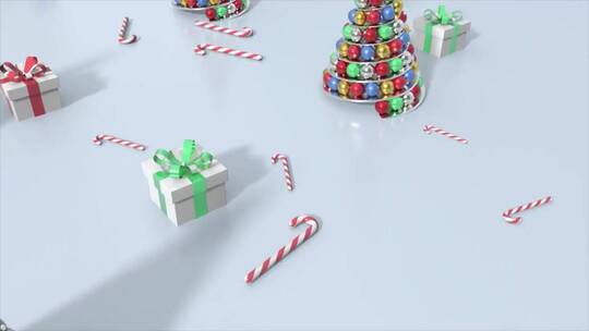 卡通的圣诞树礼物动画显示文本标志AE模板