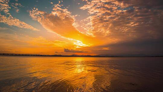 8k延时浙江台州玉环漩门湾日落夕阳素材