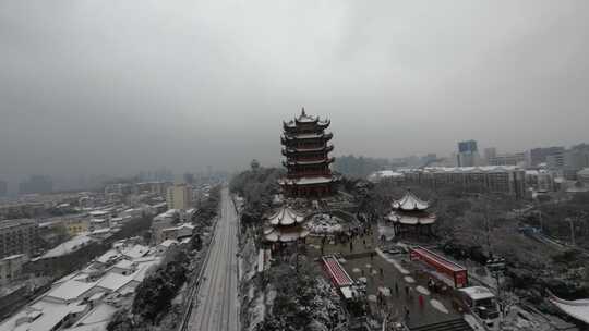 穿越武汉地标黄鹤楼雪景