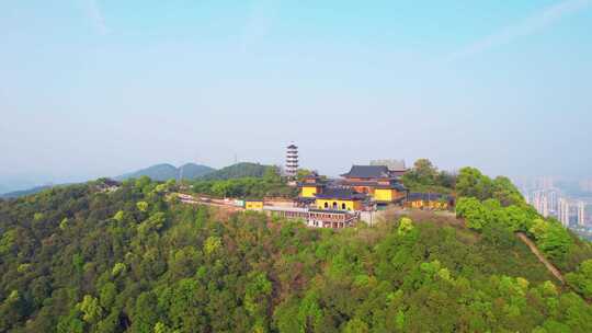 杭州萧山湘湖先照寺建筑风景航拍