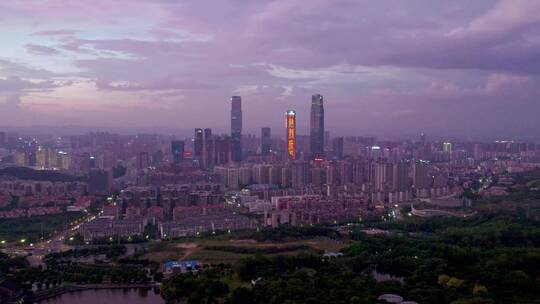 南宁东盟商务区航拍夜景高楼大厦地标