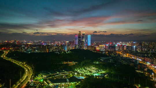 南宁东盟商务区李宁体育园夜景航拍延时视频素材模板下载