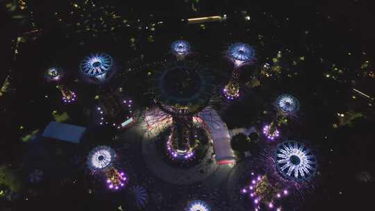 新加坡地标滨海湾花园夜景灯光秀视频素材模板下载