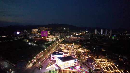 4k航拍湖南省醴陵市陶瓷博物馆夜景