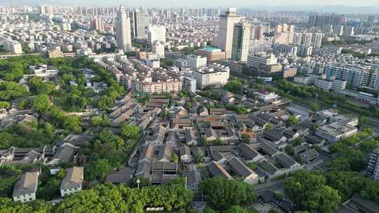 航拍浙江宁波天一阁月湖景区