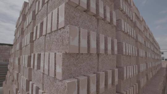 砖厂砖头堆放多角度拍摄LOG视频素材视频素材模板下载