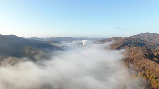 航拍东北秋天山区风景视频素材模板下载