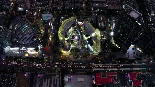 广东省广州市天环广场夜景航拍视频素材模板下载