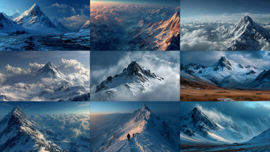 雪山云海壮丽风光高清在线视频素材下载