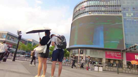 杭州西湖龙翔桥平海路人群人流延时摄影