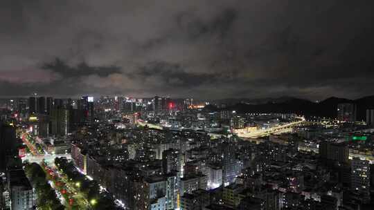 广东深圳城市大景夜景灯光航拍