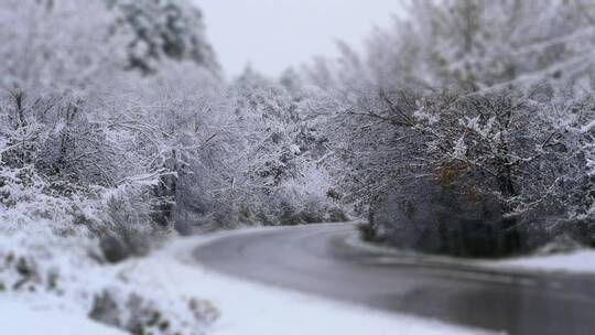 雪天行驶的车辆延时拍摄