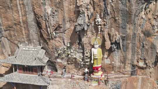 云南大理宾川观音箐悬空寺航拍