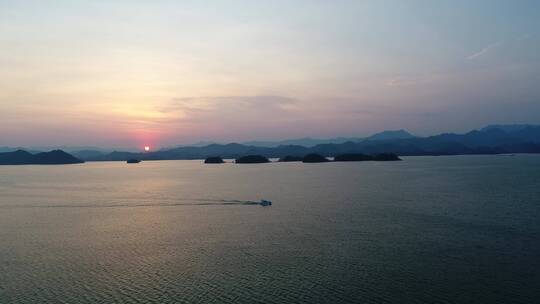 千岛湖夕阳航拍视频，美丽的新安江水库