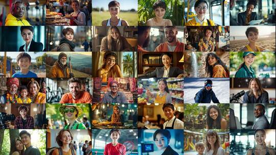 百人千人万人笑容微笑(前136S为快速预览)高清在线视频素材下载