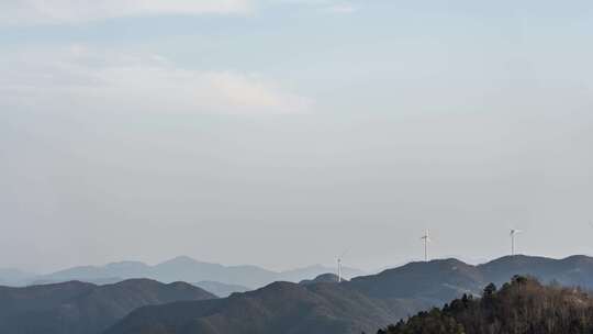 风车风力发电机高山大山天空白云延时摄影