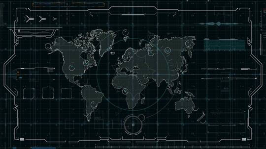 世界地图科幻屏幕HUD操作系统智能界面