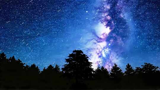 夜空星空与树木景观