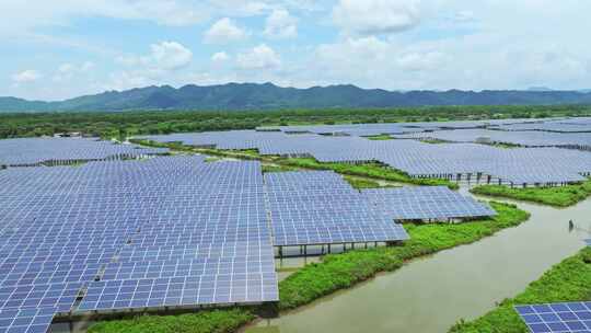 广东太阳能鱼塘光伏发电清洁能源碳中和航拍