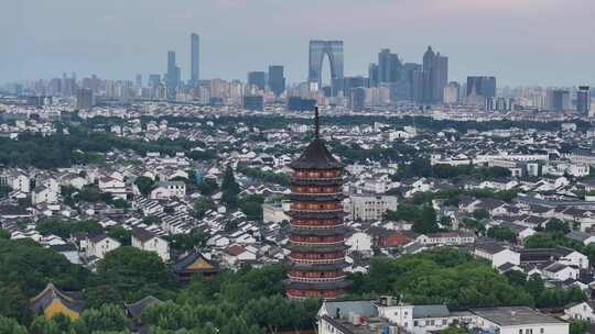 苏州古城报恩寺北寺塔景区夜景（航拍运镜）