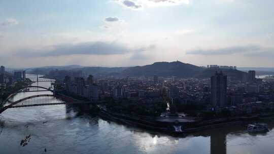 航拍四川宜宾建设宜宾城市风光