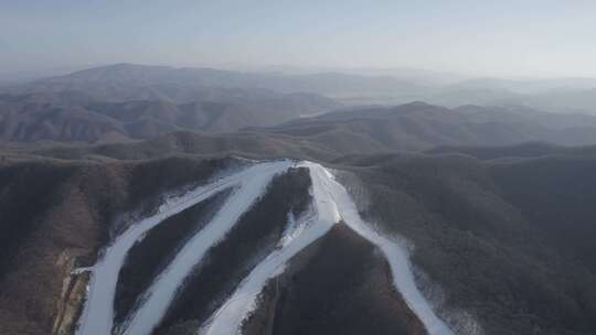 航拍吉林延边梦都美滑雪场冬季风光