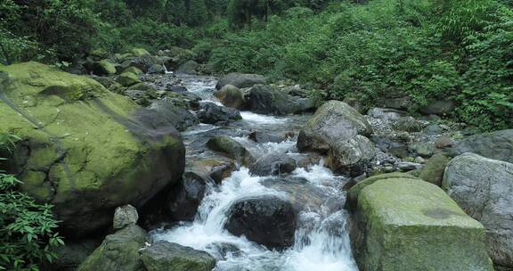 峨眉后山夏日山涧溪流清凉宜人