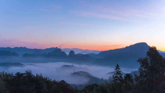 中国茶园茶山日出云海武夷山云南杭州