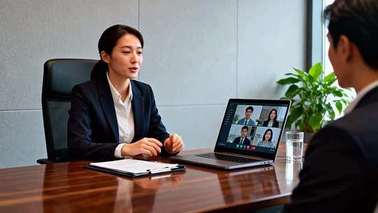 商务人士进行视频会议场景