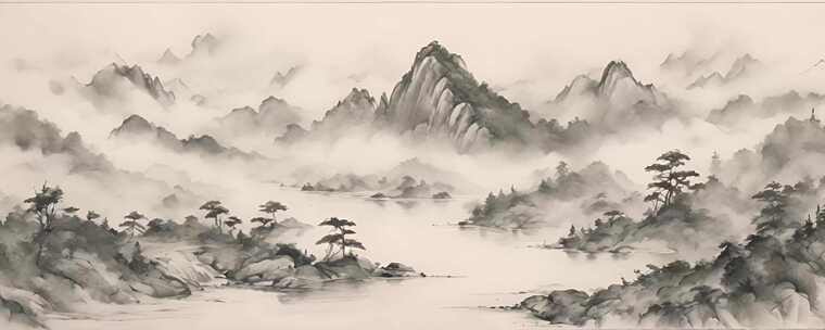 （宽屏）水墨山水中国风意境山水风景